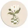 Bloem - Wit - Vaas - Quote Wandcirkel kunststof plaat 5mm dik klein -3d