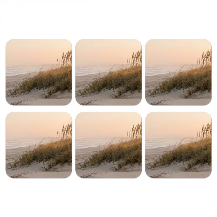 Duinlandschap - Zonsondergang - Strand onderzetter kurk middel -3d