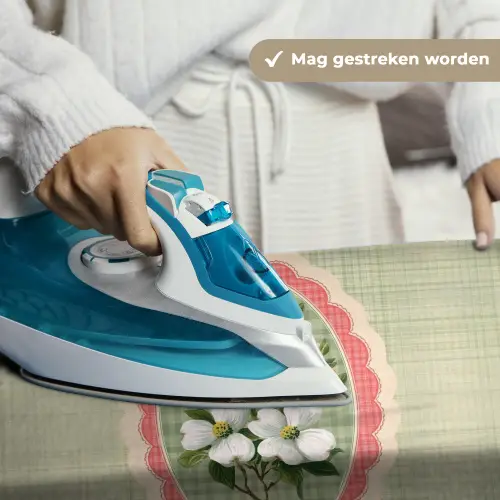 Bloemen - Illustratie - Geruit - Groen Wandkleed katoen klein -sfeer9