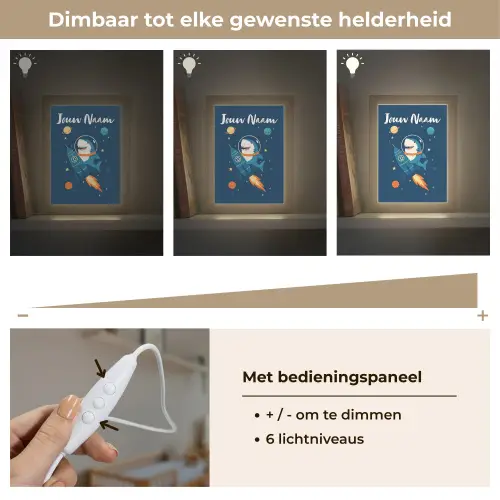 Raket - Haai - Ruimte Light Box met kabel (Kinderlampje) klein -USP_dimbaarNL
