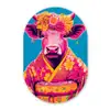 Koe - Bloemenkrans - Oorhangers - Kimono Wandcirkel Ovaal Forex klein -3d