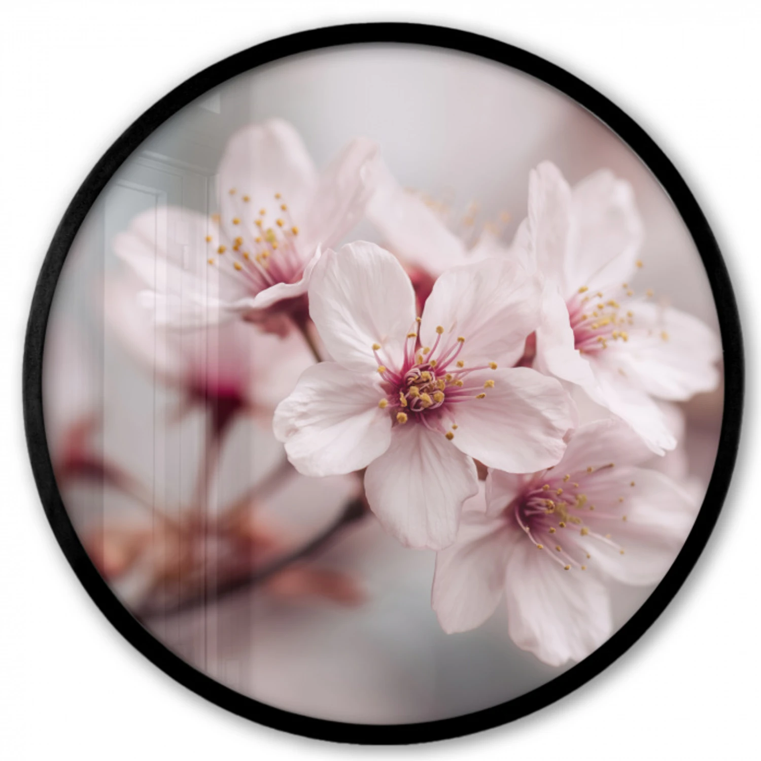 Bloesems - Meeldraden - Geel - Wazig Fotolijst rond zonder passe partout klein -3d