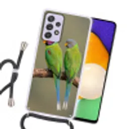 Papagaai - Tak - Natuur - Kleurrijk Hoesje Samsung Galaxy A52 5G met koord klein -sfeer1