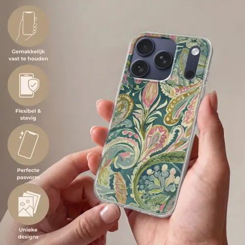 Patroon - Kleurrijk - Sierlijk - Groen Telefoonhoesje iPhone 17 Pro klein -sfeer3_NL