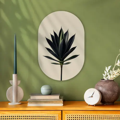 Agaveplant - Symmetrisch - Groen Wandcirkel Ovaal Forex klein -sfeer2