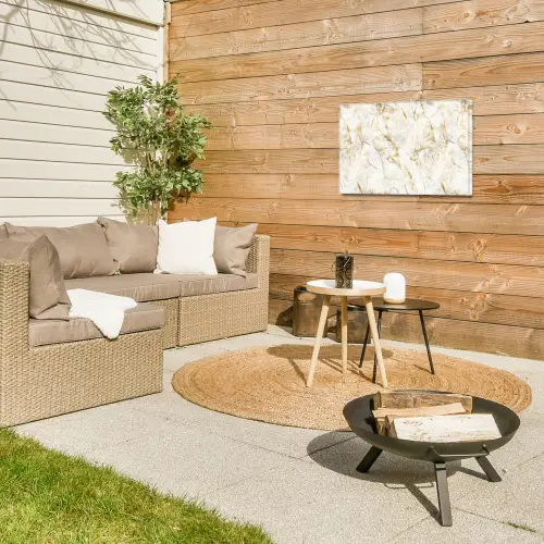 Goud - Licht - Nerf - Marmer Tuinposter op houten frame 2 cm dik klein 845 -sfeer2