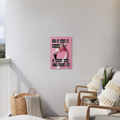 Flamingo - Roze - Vogel - Decoratie Tuinposter op houten frame 2 cm dik klein -sfeer1