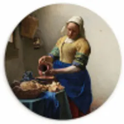 Het melkmeisje - Schilderij van Johannes Vermeer Wandcirkel kunststof plaat 5mm dik klein -3d