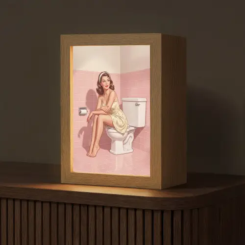 Roze - Retro - Vrouw Light Box met kabel (Tafellamp) klein -z3d_website