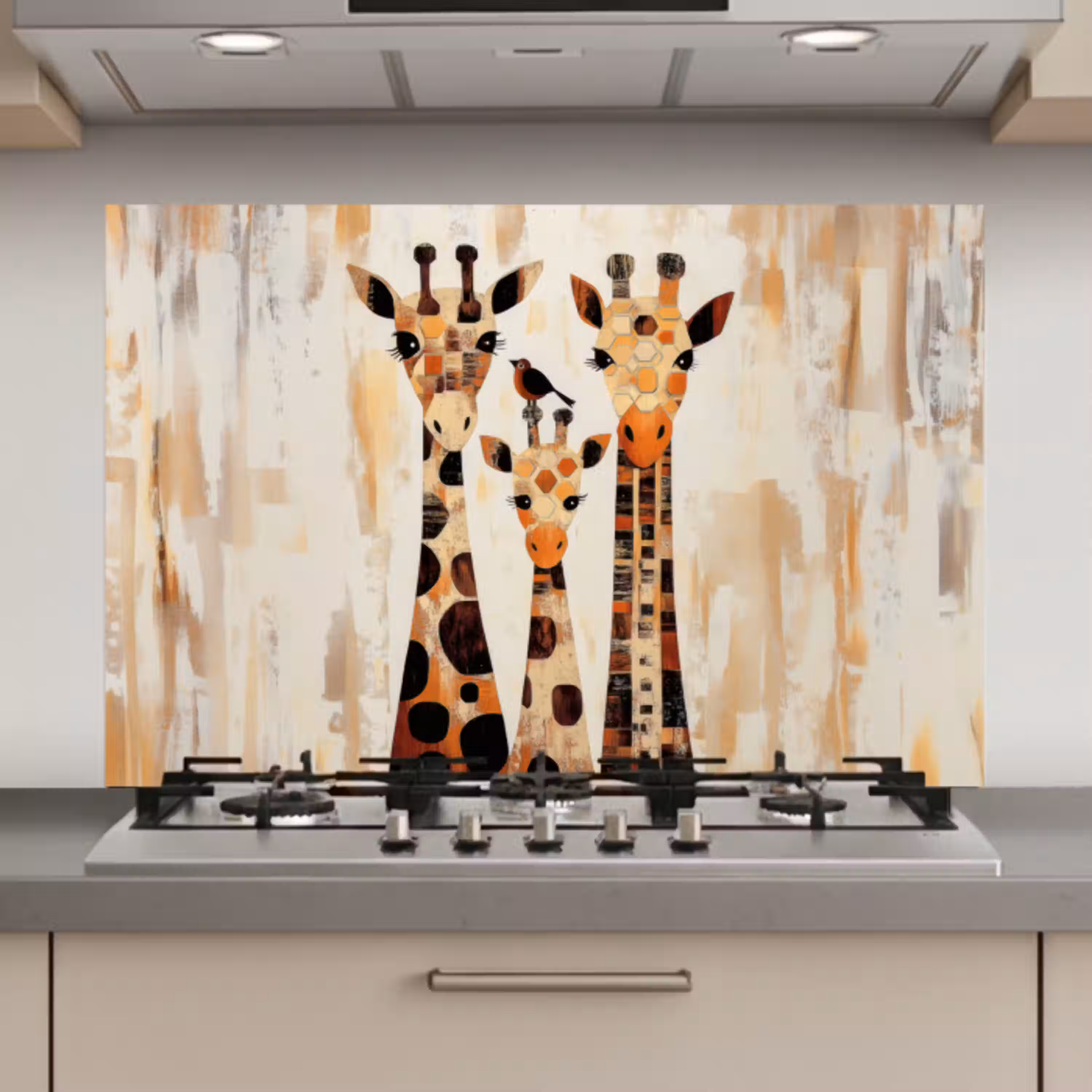Giraffen - Cartoon - Crème keuken achterwand spatscherm klein -3d_website