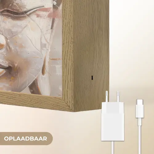 Buddha - Bloem - Goud - Roze - Abstract Light Box met batterij (Wandlamp) middel -USP_websiteoplaadbaarNL