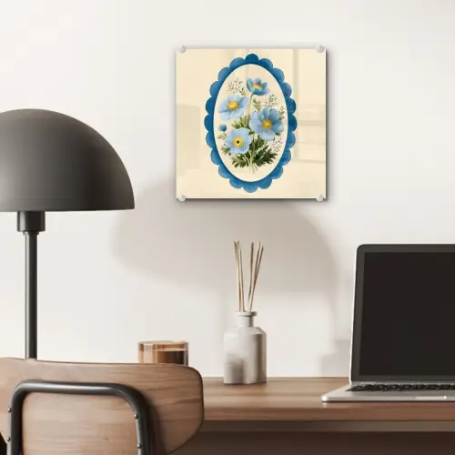 Lijst - Bloemen - Lichtblauw - Illustratie plexiglas 5mm klein -sfeer6