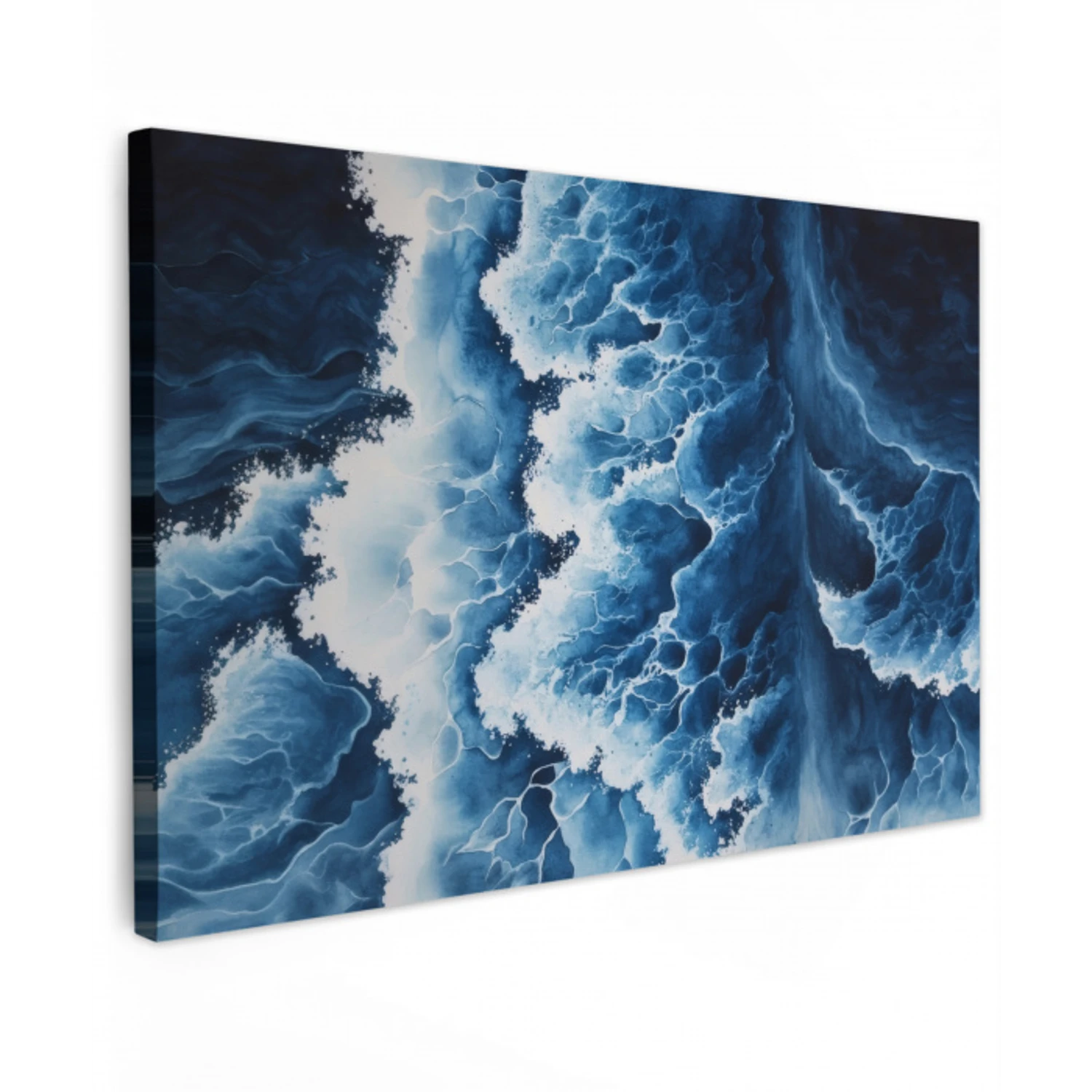 Golven - Blauw - Schuim Tuinposter op houten frame 2 cm dik klein -3d