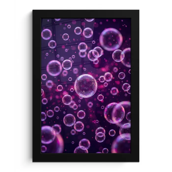Paars - Bubbels - Schuim fotolijst zwart zonder passe partout klein -3d