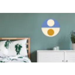 Cirkels - Symmetrisch - Wit - Blauw- Geel Wandcirkel aluminium klein -slaapkamer