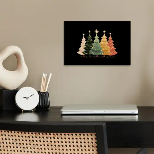 Kerstbomen - Kleurrijk - Lichtjes - Ster poster papier klein -sfeer1