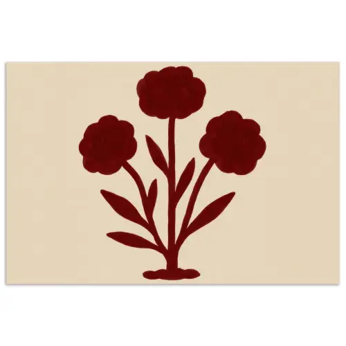 Bloemen - Bladeren - Rood - Minimalistisch poster papier klein -3d