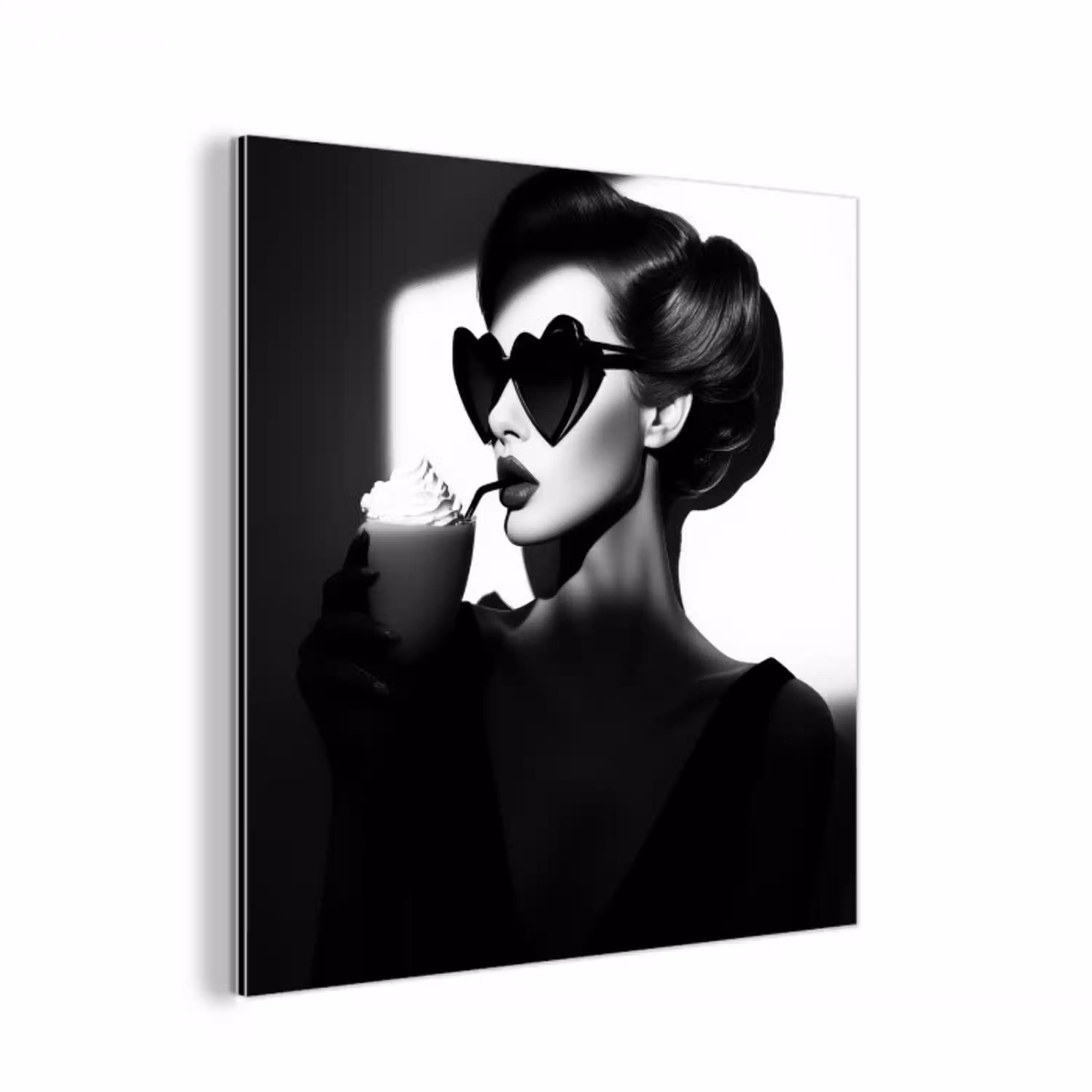 Vrouw - Zwart - Hart aluminium wit klein -3d