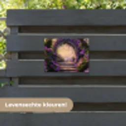 Poort - Paars - Bloemen tuinposter los doek klein -sfeer3