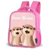 Glimlach - Otters - Roze - Illustratie Kinderrugzak - Roze middel -schuin