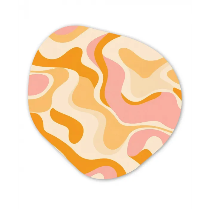 Abstract - Golvend - Oranje Wandcirkel Organisch Forex 3mm klein -3d