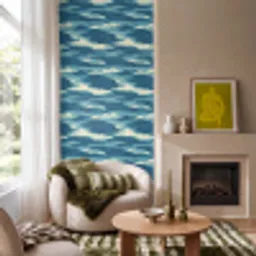 Golven - Abstract - Patroon - Blauw - Wit Behang Vinyl klein 1060 -sfeer2