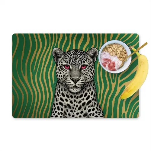 Panter - Zebrapatroon - Groen Placemat vinyl groot -zzzproduct_Kitchenyeah-website