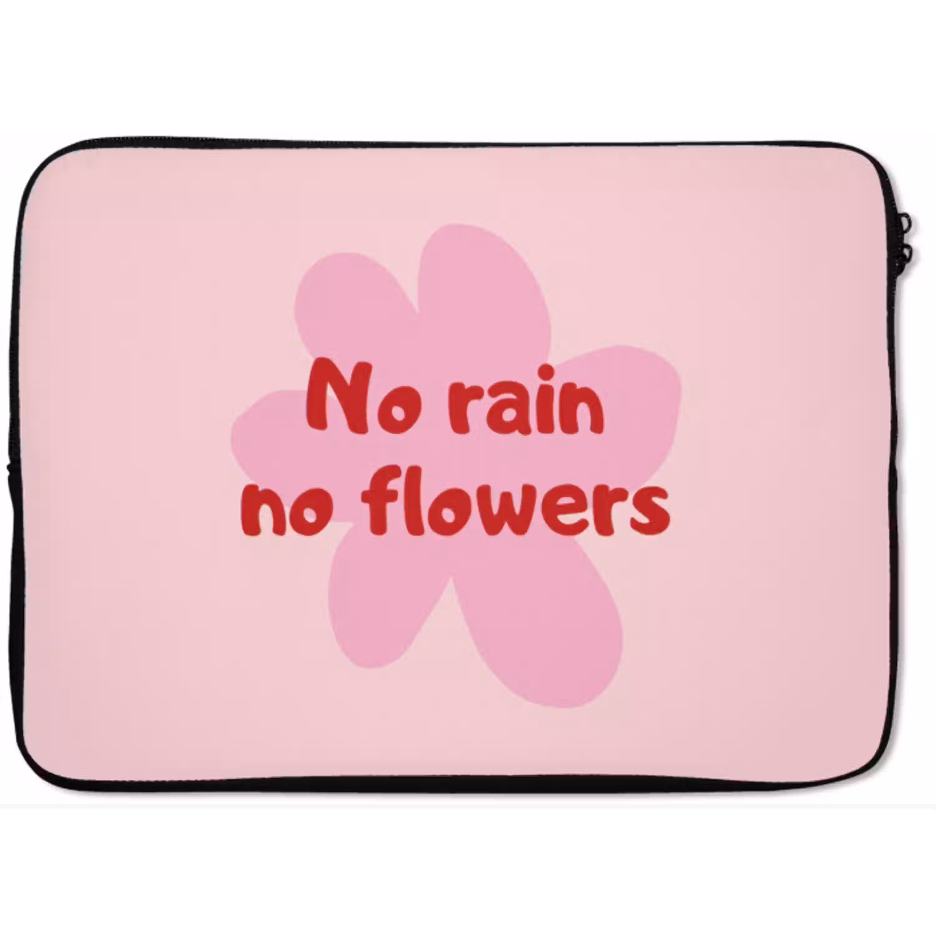 No rain no flowers - Bloem - Roze laptophoes neopreen klein -zkaufland3dotto