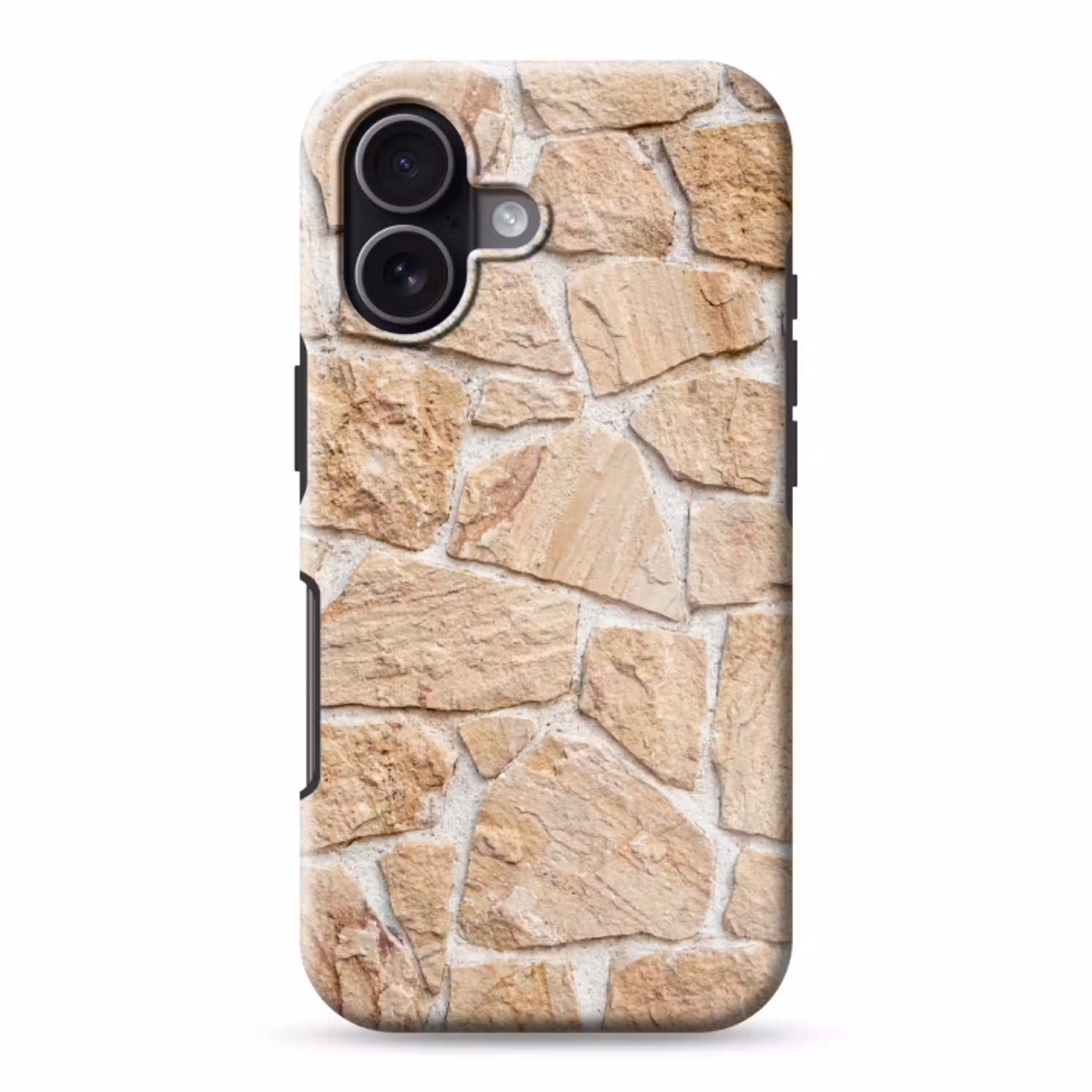 Muur - Steen - Patroon - Rustiek - Beige Toughcase MagSafe Apple iPhone 17 klein -3d