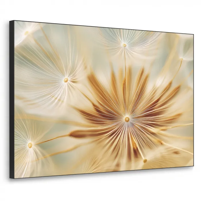 Paardenbloem - Beige - Abstract - Modern - Natuur Textielframe zwart klein -3d