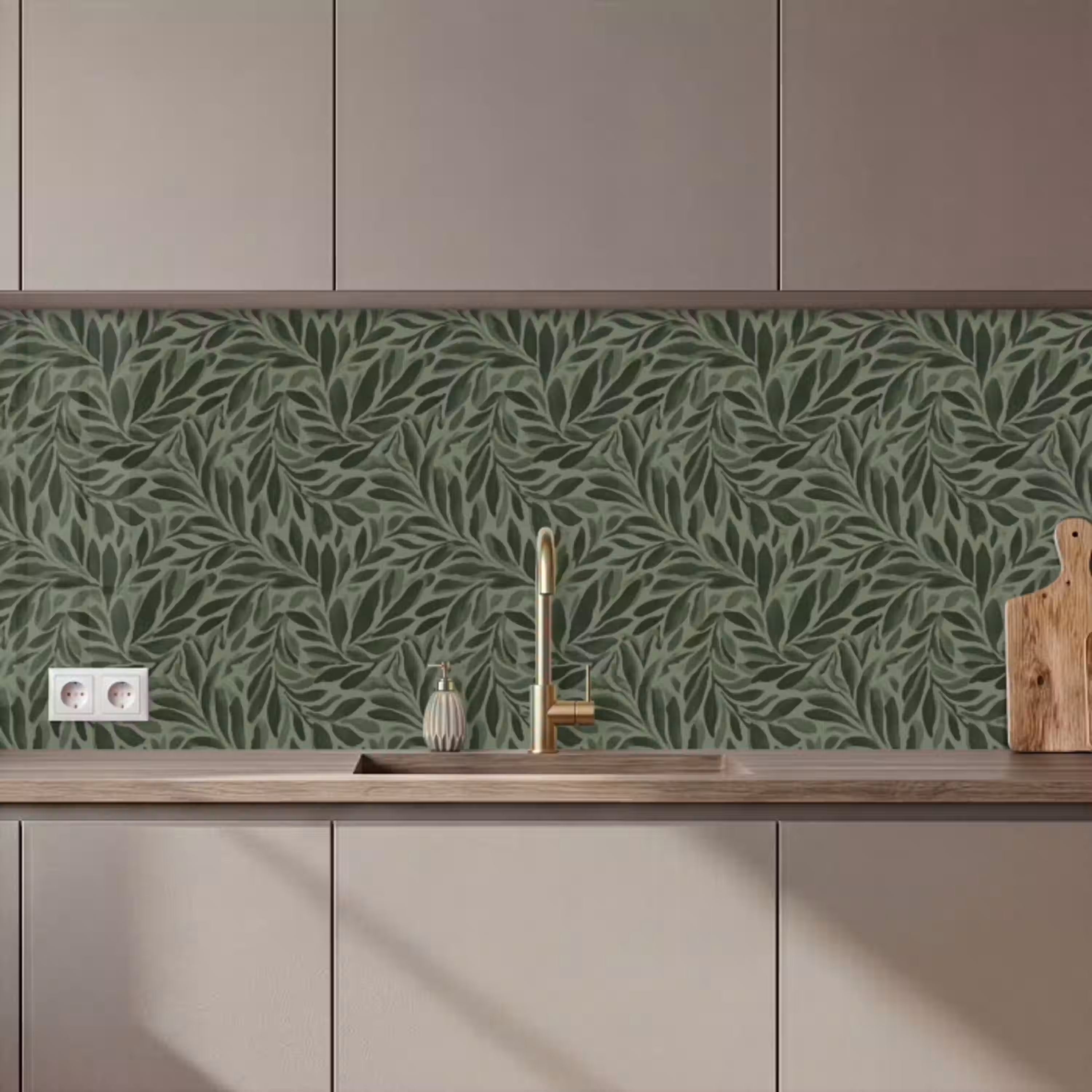 Bladeren - Organisch - Groen keuken achterwand 2 middel 871 zz_3dshopping