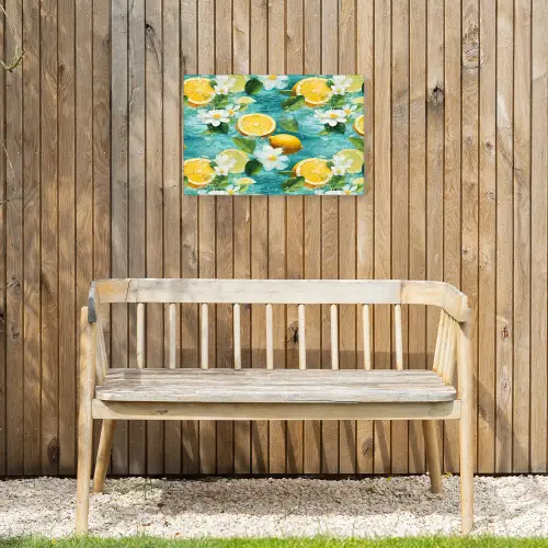 Citroen - Bloemen - Bruisend - Water Tuinposter op houten frame 2 cm dik klein 845 -sfeer4