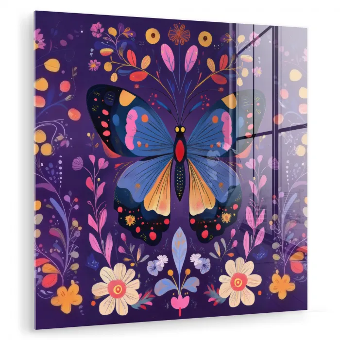 Sierlijk - Bloemen - Vlinder - Paars plexiglas 5mm klein -zzzproduct_nieuw
