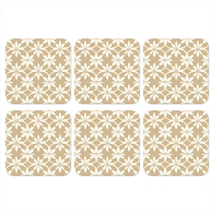 Bloemen - Patroon - Beige onderzetter kurk middel 366 -3d