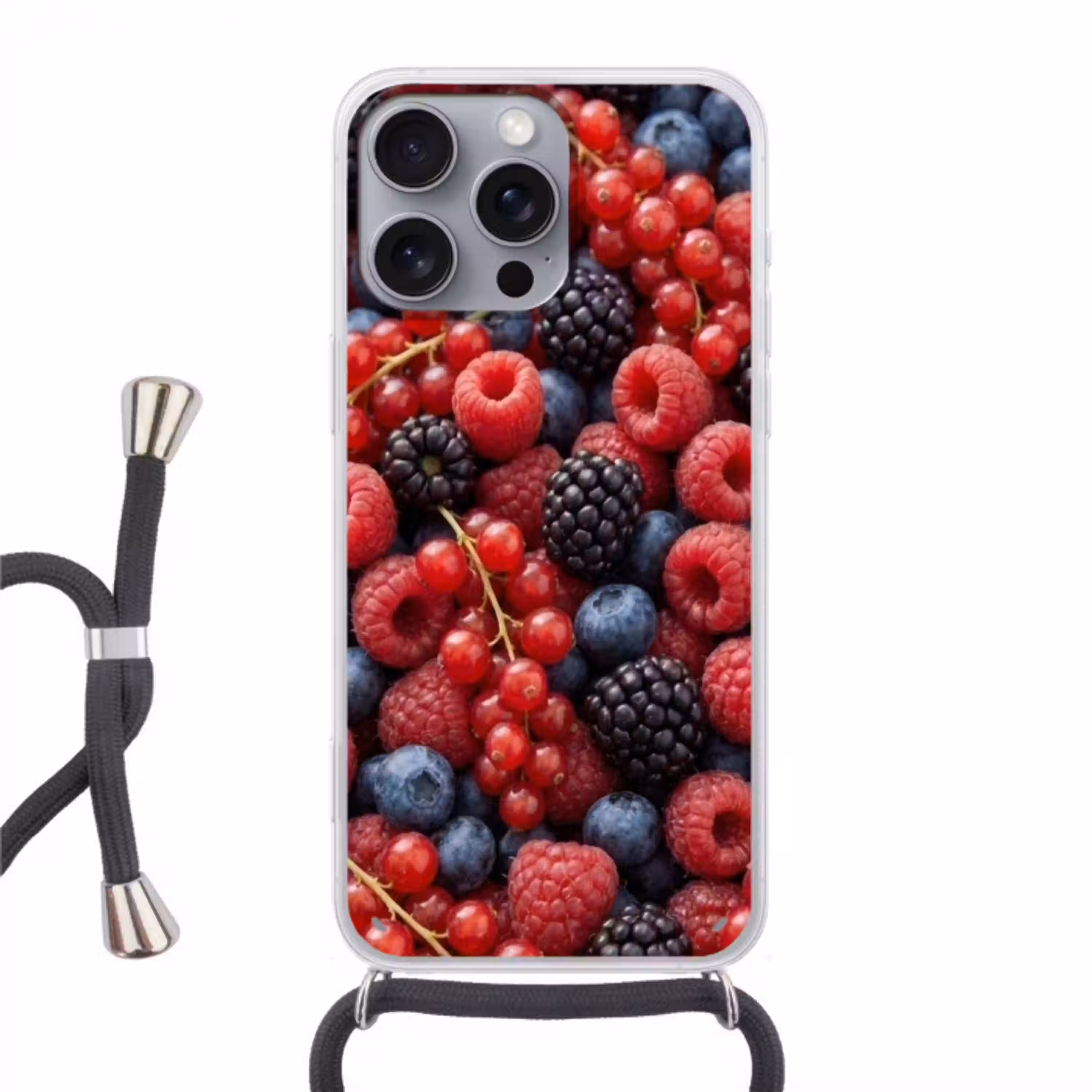 Bessen - Mix - Vers - Eten - Kleurrijk Hoesje iPhone 16 Pro Max met koord klein -3d