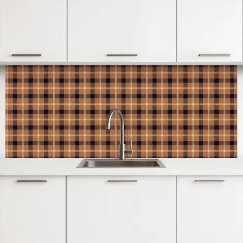 Plaid - Patroon - Vierkant - Bruin keuken achterwand 2 middel 871 -3d