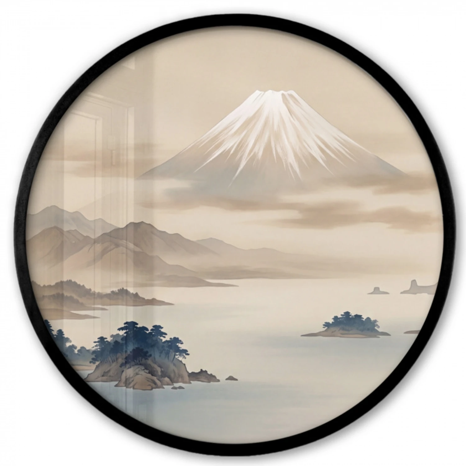 Japans - Landschap - Beige Fotolijst rond zonder passe partout klein -3d