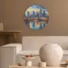 Zonsondergang Frankfurt - Stad - Skyline - Water Akoestische PET Vilt - Rond klein -sfeer1