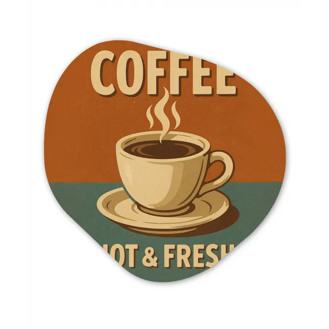 Koffie - Kop - Vintage - Quote Wandcirkel Organisch Forex 3mm klein -3d