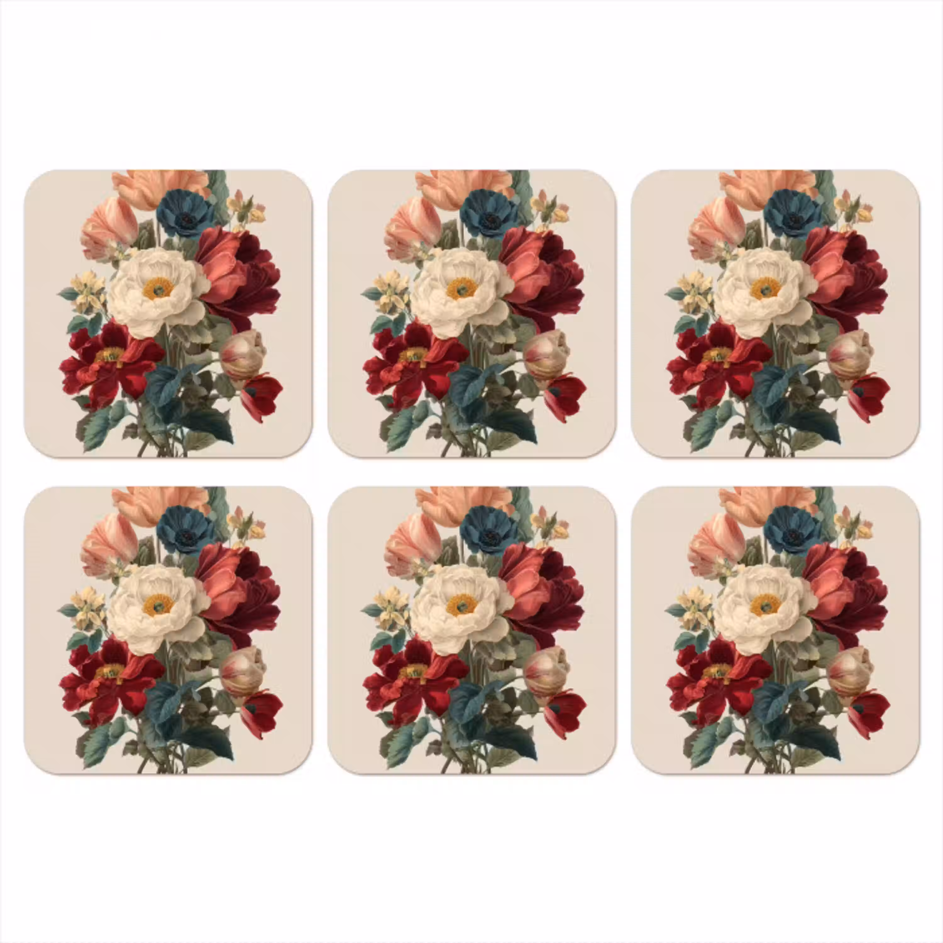 Boeket - Warme tinten - Elegant onderzetter kurk middel -3d