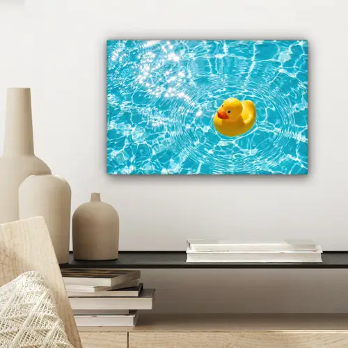 Badeend - Dobberen - Blauw canvas 2cm klein -sfeer6