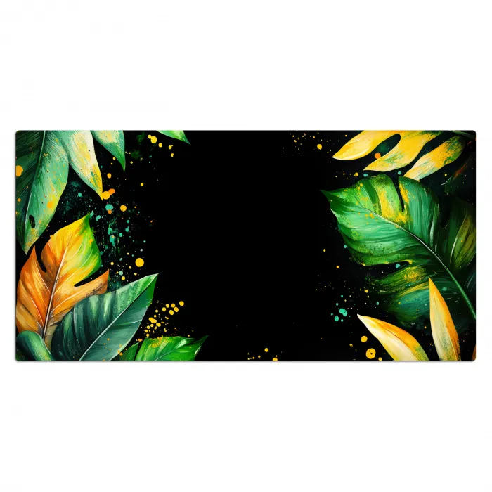 Bladeren - Groen - Geel - Verf - Jungle Muismat XXL klein -3d_leeg