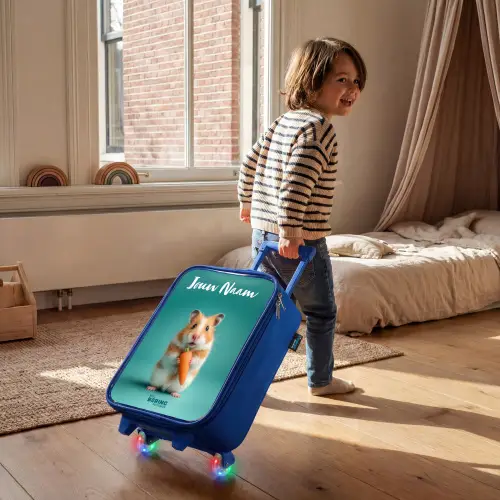 Hamster - Wortel - Dier Kinderkoffer - Blauw klein -sfeer1