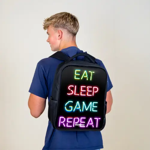 Qoute met neon lichten Rugzak - Zwart middel -sfeer8