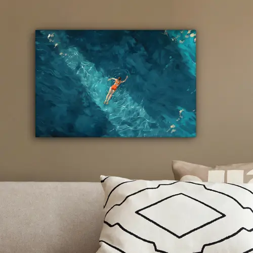 Vrouw - Water - Bikini - Oranje canvas 2cm klein -sfeer3