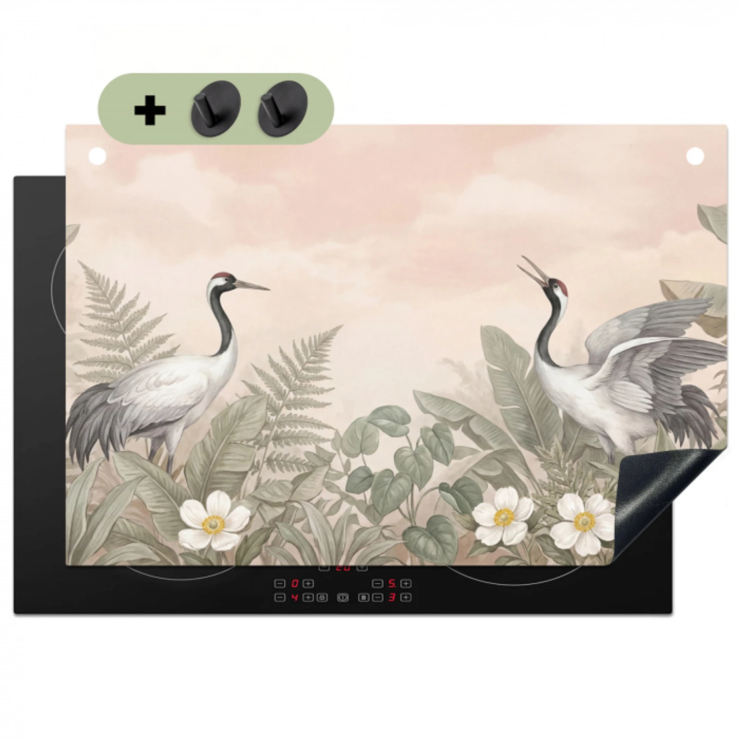Kraanvogels - Natuur - Roze Inductie beschemer met haakjes klein -3d