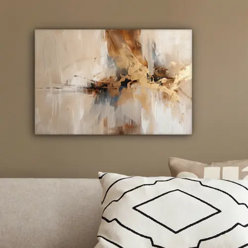 Modern - Bruin - Abstract - Beige canvas 2cm klein -sfeer3