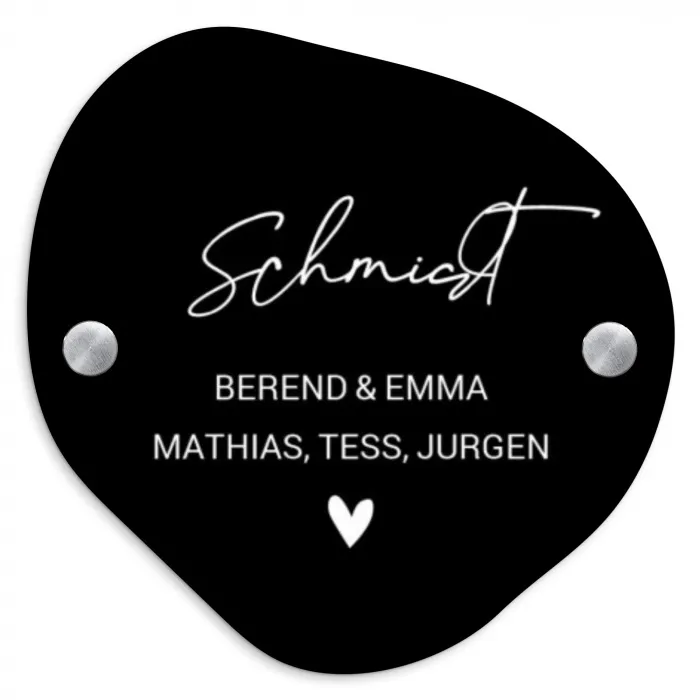 Zwart vlak - Sierlijk Naambord Organisch middel -3d