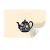 Theepot - Kleurrijk - Bloemen Muursticker klein -3d
