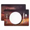 Olifanten - Grasland - Zonsondergang Placemat vinyl groot -zzsfeer2_Kitchenyeah-website